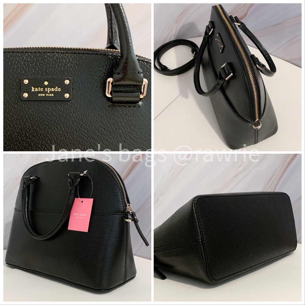 New Kate Spade Domed Black Leather Carli Satchel - Picture 3 of 4